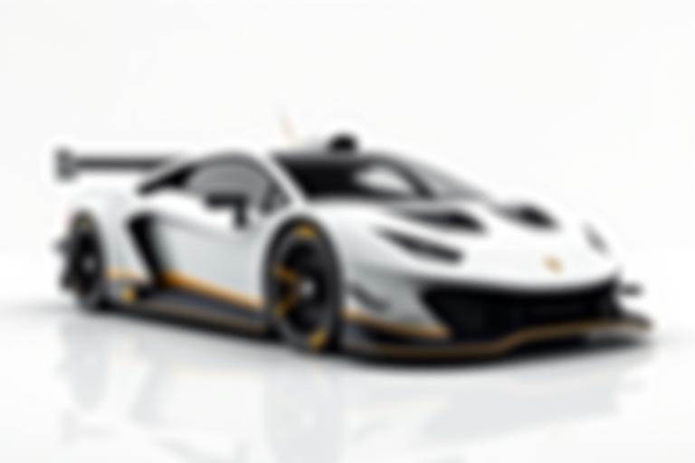 आक्रामक एयरो बॉडीकिट के साथ सफेद रेसिंग कार