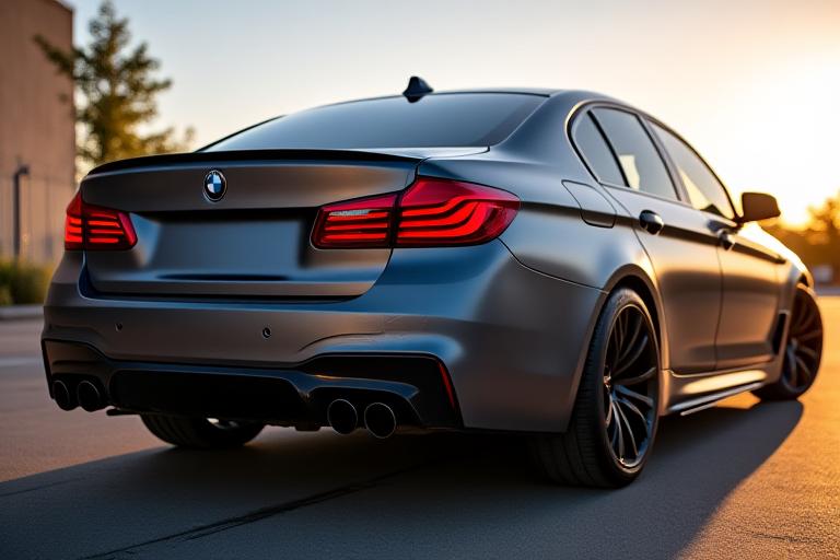 कस्टम एग्जॉस्ट और रीमैप वाली स्पोर्ट्स सेडान