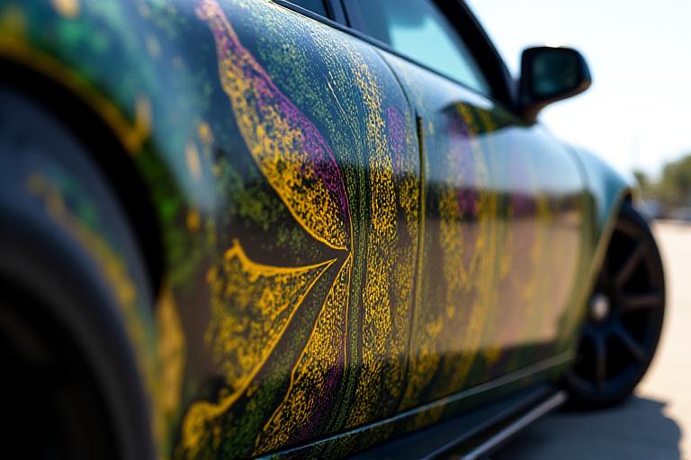 कीट से प्रेरित ग्राफिक्स रैप के साथ कस्टम कार