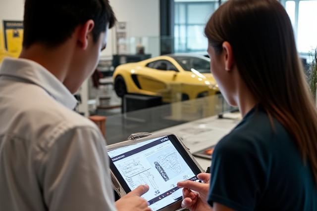 ग्राहक के साथ डिजाइन परामर्श, अनुकूलन विकल्पों पर चर्चा करते हुए