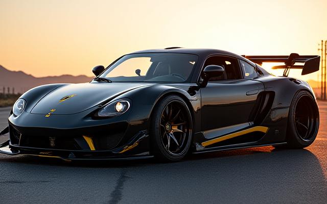 एक कस्टम बॉडी किट के साथ एक स्पोर्ट्स कार